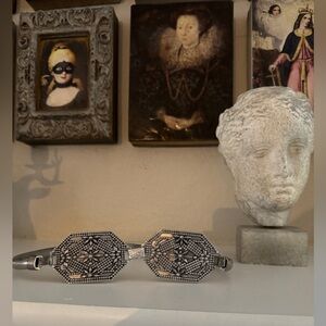 Vintage Art Deco–Style Silver-Tone‎ Waist Cincher Belt – 24” Long